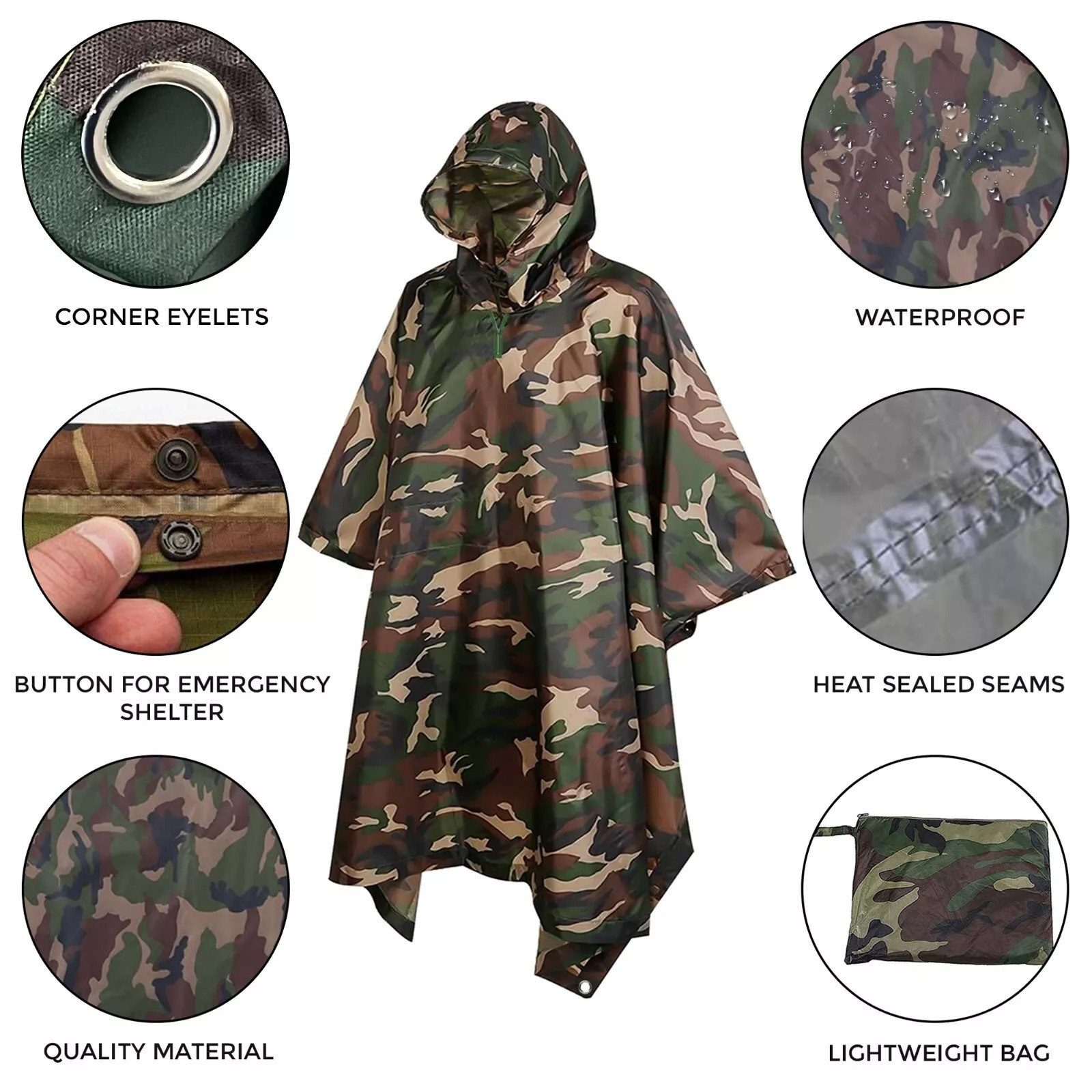 Fishing Rain Suit - معطف واق من المطر بنمط التمويه،