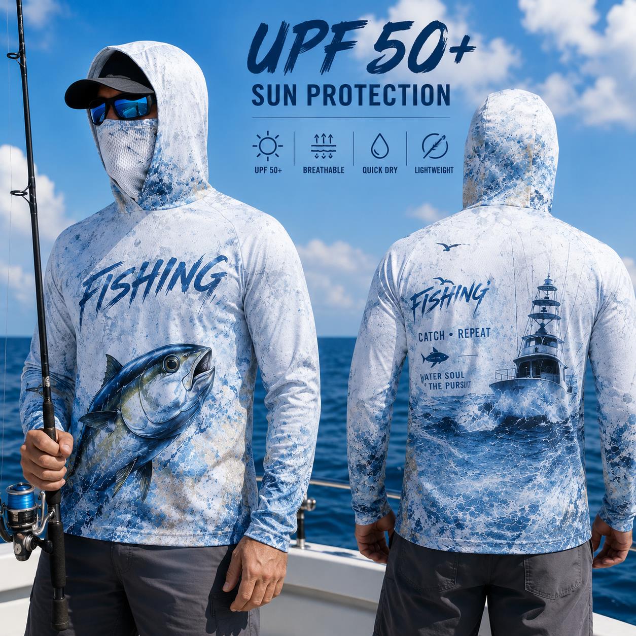 قميص صيد للرجال بأكمام طويلة م - مراجعة Fishing Mask Sun Protection وسعره