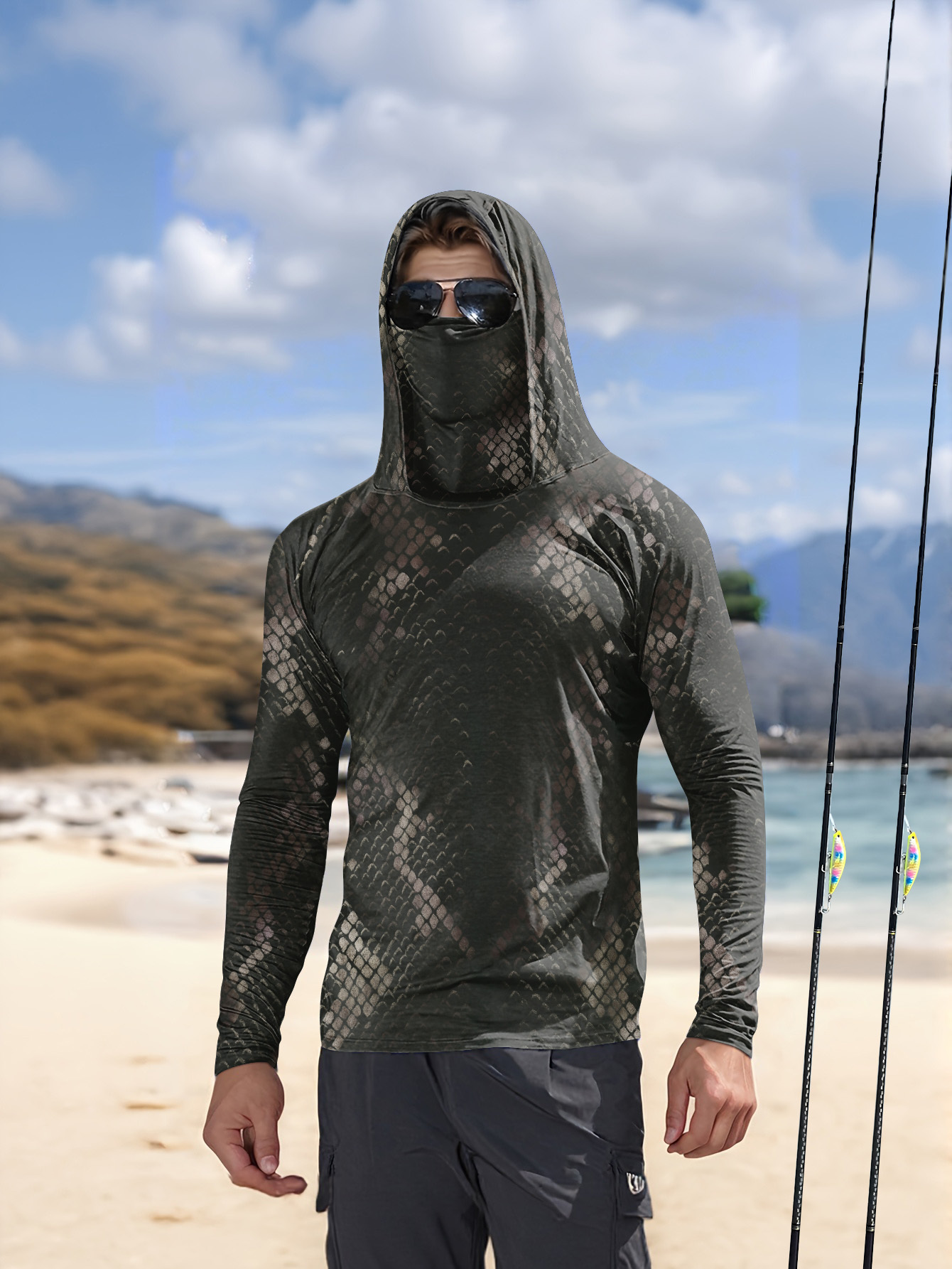 قميص صيد للرجال بغطاء للرأس وأ - مراجعة Fishing Shirt Uv Protection وسعره