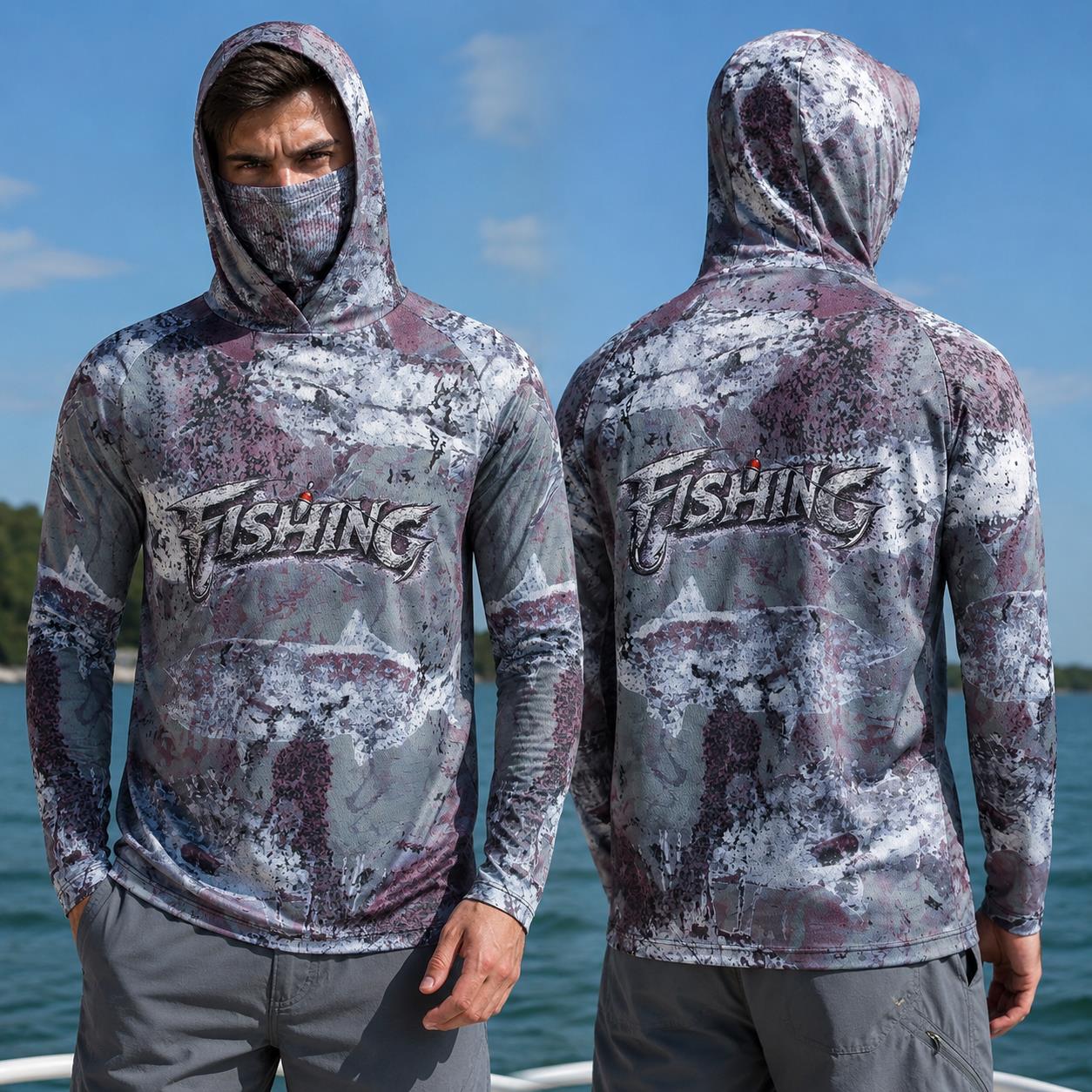 قميص صيد للرجال بغطاء للرأس، م - مراجعة Fishing Mask Sun Protection وسعره
